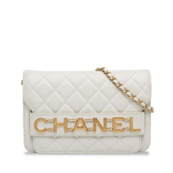 Chanel B Chanel White Lambskin Leather Leather Enchained Wallet on Chain Italy