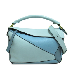 Loewe AB LOEWE Blue Light Blue Calf Leather Small Tricolor Puzzle Bag Spain