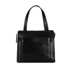 Chanel B Chanel Black Calf Leather CC Quilted skin Tote France