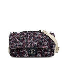 Chanel AB Chanel Blue Tweed Fabric Small Classic Flap Bag Italy