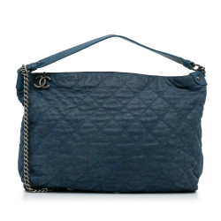 Chanel B Chanel Blue Calf Leather French Riviera Satchel Italy