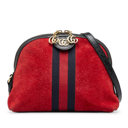 Gucci B Gucci Red Calf Leather Small Suede Ophidia Crossbody Italy