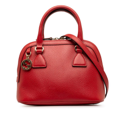 Gucci AB Gucci Red Calf Leather Mini GG Charm Dome Satchel Italy