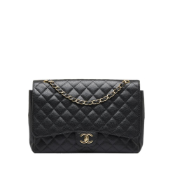 Chanel AB Chanel Black Caviar Leather Leather Maxi Classic Caviar Double Flap Italy