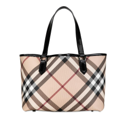 Burberry B Burberry Brown Beige Coated Canvas Fabric Supernova Check Tote China
