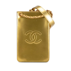 Chanel B Chanel Gold Patent Leather Leather CC Patent Phone Holder Crossbody Italy