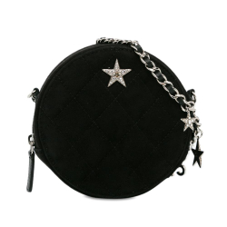 Chanel AB Chanel Black Suede Leather Cocostellar Round Clutch on Chain Italy