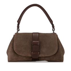 Loewe B LOEWE Brown Suede Leather Anagram Shoulder Bag Spain