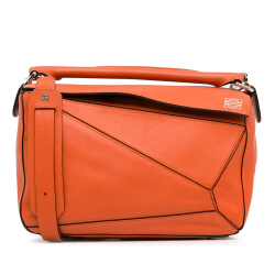 Loewe B LOEWE Orange Calf Leather Medium Puzzle Bag Spain