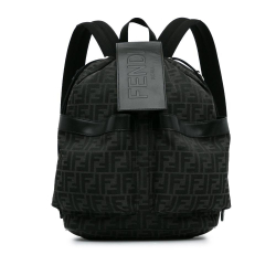Fendi AB Fendi Black Canvas Fabric Zucca Strike Backpack Italy