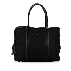 Prada B Prada Black Nylon Fabric Saffiano Trimmed Tessuto Business Bag Italy