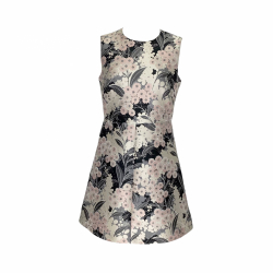 Red Valentino dress in grey, pink and black jacquard Japanese floral print