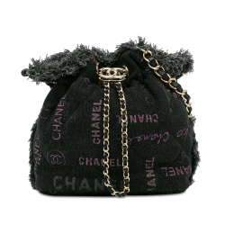 Chanel AB Chanel Black Denim Fabric Small Mood Bucket with Chain France