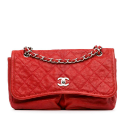 Chanel AB Chanel Red Calf Leather Medium Grained skin Natural Beauty Flap Italy
