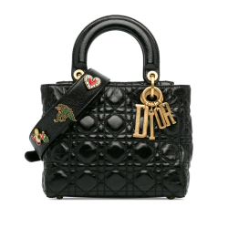 Christian Dior AB Dior Black Patent Leather Leather Small Crinkled Patent Cannage Lucky Badges My Lady Dior Italy