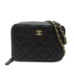 Chanel AB Chanel Black Lambskin Leather Leather Mini CC Lambskin Camera Bag France