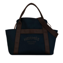 Hermès AB Hermès Blue Navy with Brown Dark Brown Canvas Fabric Sac de Pansage Grooming Bag France