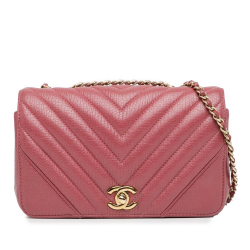 Chanel AB Chanel Pink Calf Leather Mini Chevron skin Statement Flap France