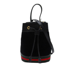 Gucci AB Gucci Black Suede Leather Small Ophidia Bucket Bag Italy