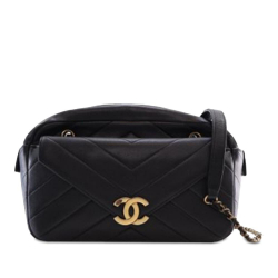 Chanel AB Chanel Black Lambskin Leather Leather Medium Lambskin Coco Envelope Camera Case Italy