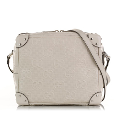 Gucci AB Gucci White Calf Leather GG Embossed Perforated Square Bag Italy
