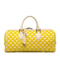 Louis Vuitton AB Louis Vuitton Brown Beige with Yellow Calf Leather Damier Cubic East West Speedy France