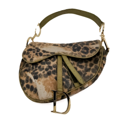 Christian Dior Saddle Ostrich Leather Saddle Bag Animal print