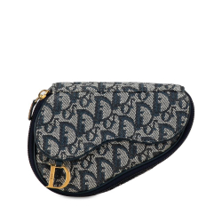 Christian Dior B Dior Gray Navy with Blue Navy Canvas Fabric Oblique Saddle Pouch Spain