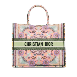 Christian Dior AB Dior Pink Light Pink Canvas Fabric Large Embroidered Book Tote Italy