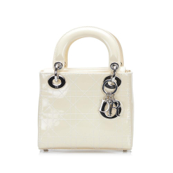 Christian Dior B Dior White Patent Leather Leather Mini Patent Lady Dior Italy