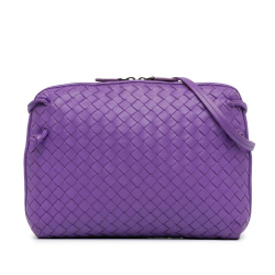 Bottega Veneta B Bottega Veneta Purple Calf Leather Intrecciato Nodini Crossbody Italy