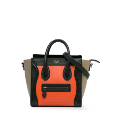 Celine B Celine Orange with Black Calf Leather Nano Tricolor Luggage Tote Italy