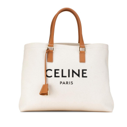 Celine B Celine White Canvas Fabric Horizontal Cabas Tote Italy