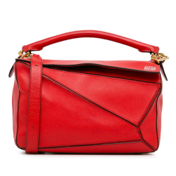 Loewe B LOEWE Red Calf Leather Medium Puzzle Bag Spain