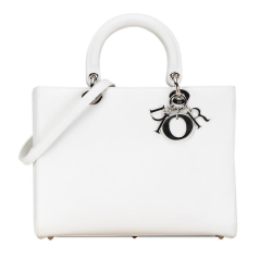 Christian Dior B Dior White Calf Leather Large skin Lady Dior Italy
