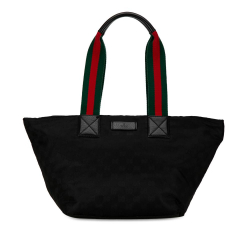 Gucci AB Gucci Black Nylon Fabric GG Web Tote Bag Italy