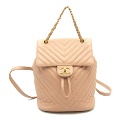 Chanel AB Chanel Brown Light Beige Calf Leather Chevron skin Urban Spirit Backpack Italy