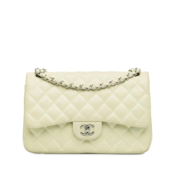 Chanel B Chanel White Ivory Caviar Leather Leather Jumbo Classic Caviar Double Flap Italy