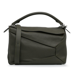 Loewe AB LOEWE Green Olive Green Calf Leather Large Puzzle Edge Satchel Spain