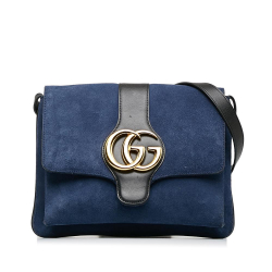 Gucci B Gucci Blue Suede Leather Medium Arli Crossbody Bag Italy
