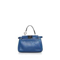 Fendi B Fendi Blue Calf Leather Micro Peekaboo Satchel Italy