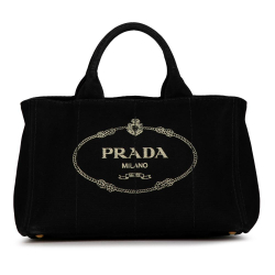 Prada B Prada Black Canvas Fabric Canapa Logo Tote India