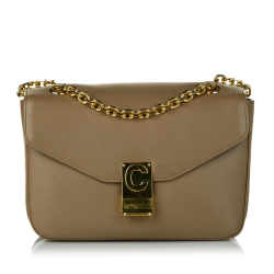 Celine B Celine Brown with Gold Calf Leather Medium C Bag Crossbody Bag France