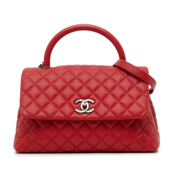 Chanel AB Chanel Red Caviar Leather Leather Medium Caviar Coco Top Handle Bag Italy