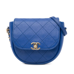 Chanel AB Chanel Blue Lambskin Leather Leather Lambskin Casual Trip Flap Bag Italy