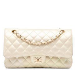 Chanel B Chanel Gold Lambskin Leather Leather Medium Classic Iridescent Lambskin Double Flap France