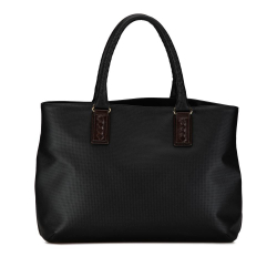 Bottega Veneta B Bottega Veneta Black Chemical Fiber Fabric Large Rubberized Canvas Marco Polo Tote Italy