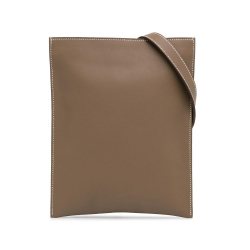 Hermès AB Hermès Brown Taupe Calf Leather Swift Pochenplus Wallet France