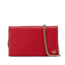 Gucci B Gucci Red Calf Leather Betty Wallet On Chain Italy