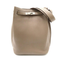 Hermès B Hermès Brown Taupe Calf Leather Taurillon Clemence So Kelly 22 France